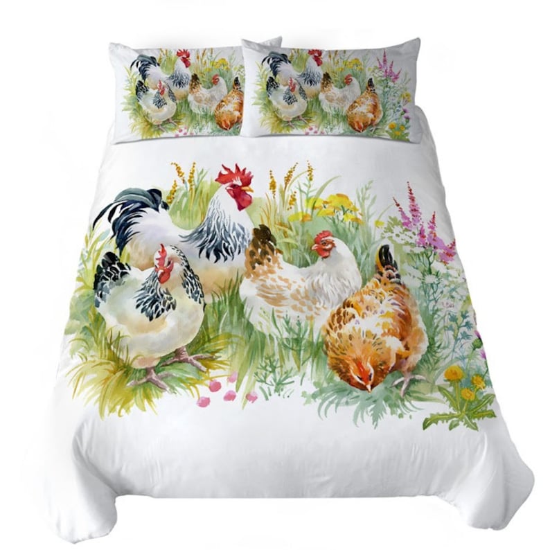 Rooster Duvet Cover Chicken Quilt Cover Bedding Set Decor Farm Etsy