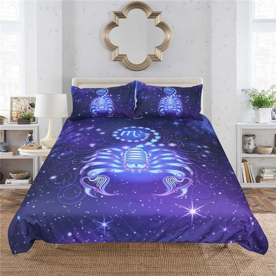 Scorpion Galaxy Duvet Cover 3d Purple Star Galaxy Quilt Cover Etsy