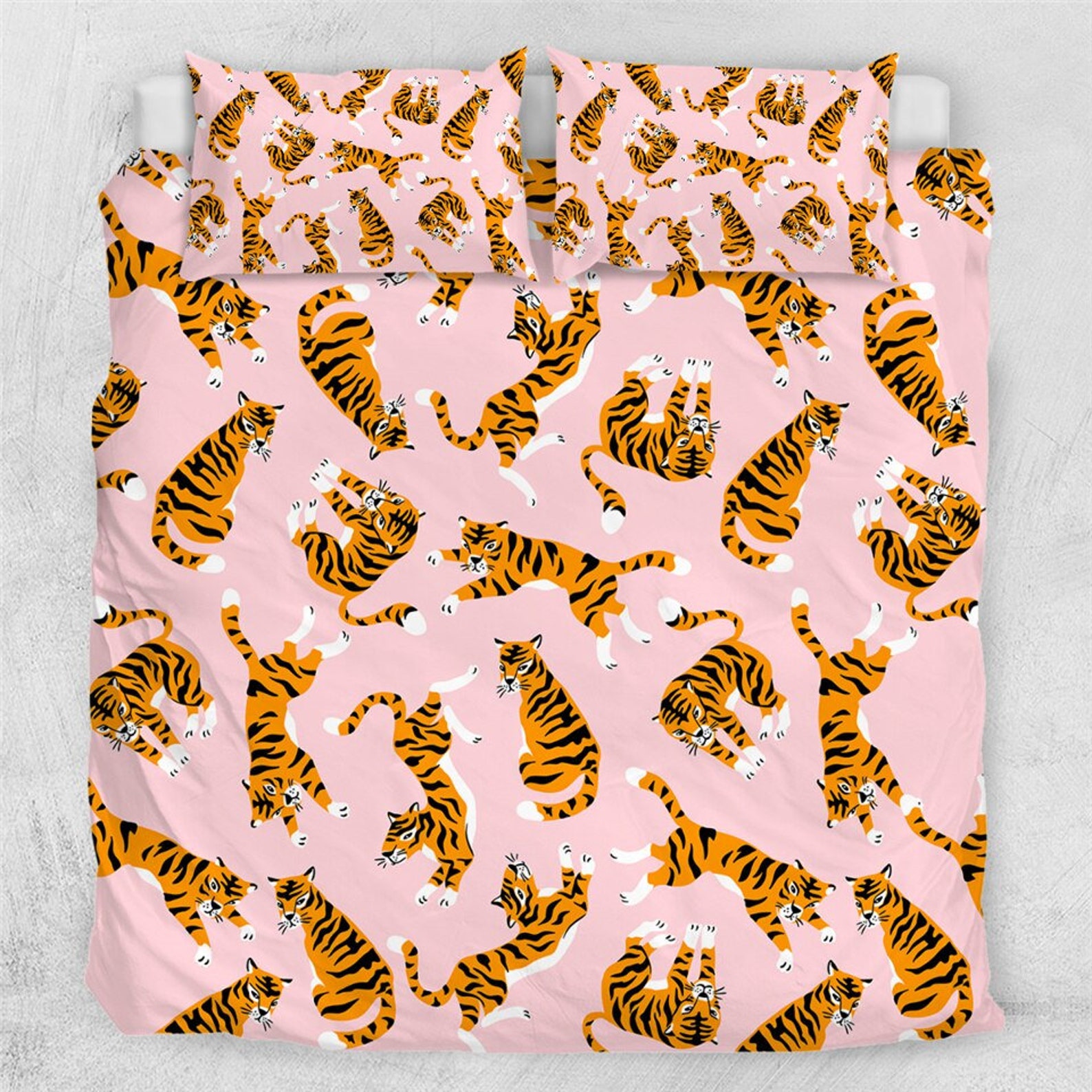 Tiger Quilt Cover Tiger Duvet Cover Bedding Set Pink Bedding Etsy