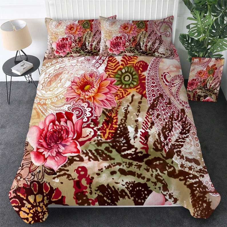 Gradient Flowers Duvet Quilt Cover Pillow Case Set Quilt Bedding Set All Sizes