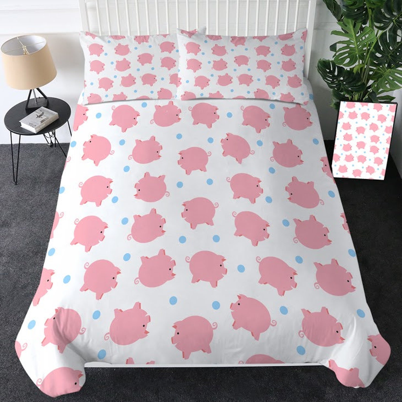 Piggy Duvet Cover Bed Set Pink Pig Quilt Cover Bedding Set 3D Etsy