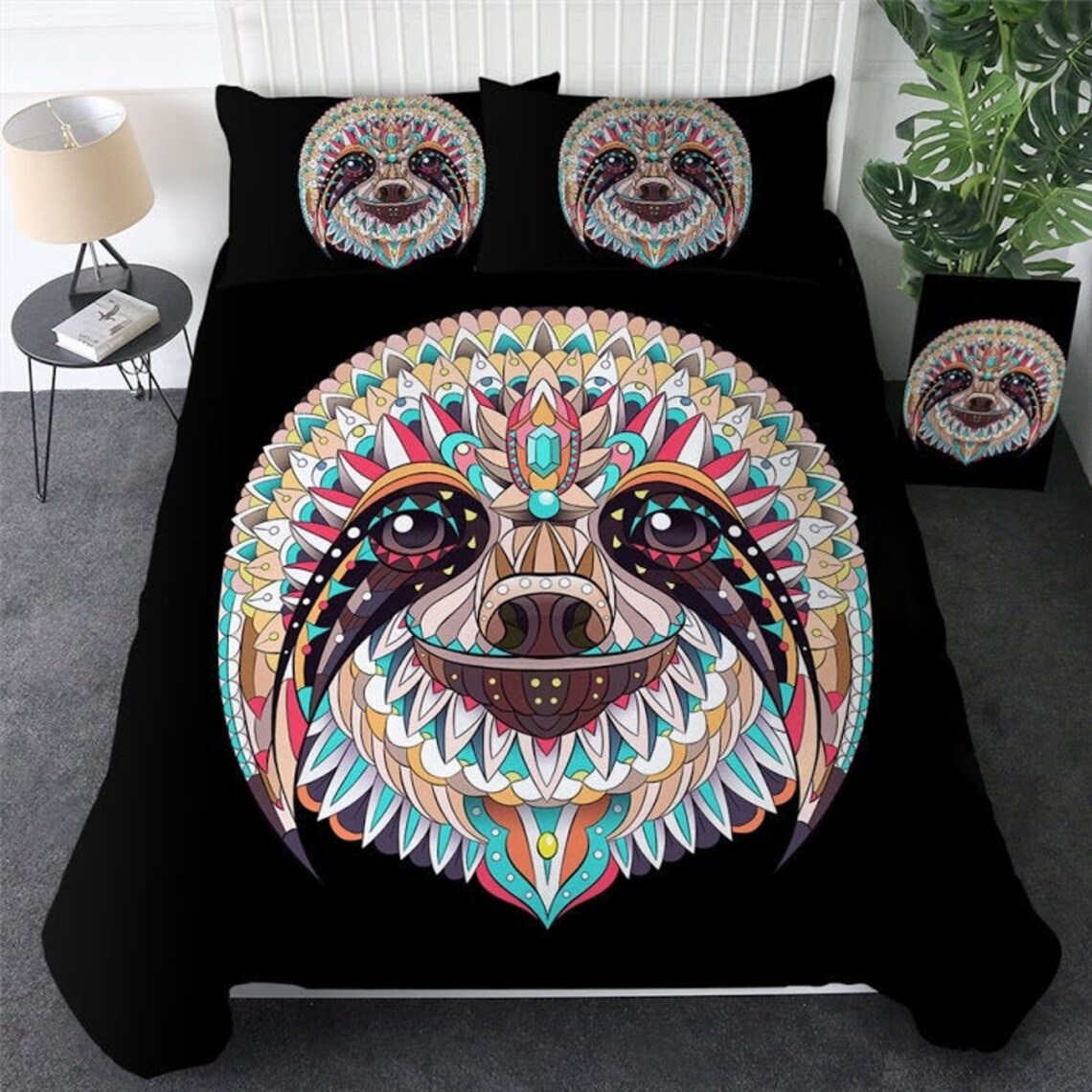 Sloth Duvet Cover Pink Sloth Head Quilt Cover Bedding Set Etsy