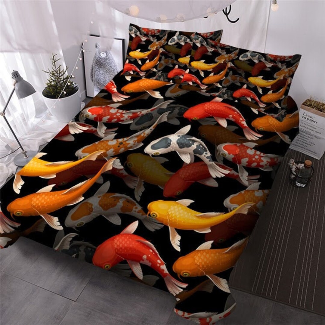 KOI Fish Duvet Cover Bed Set Fish Quilt Cover Koi Galore Etsy