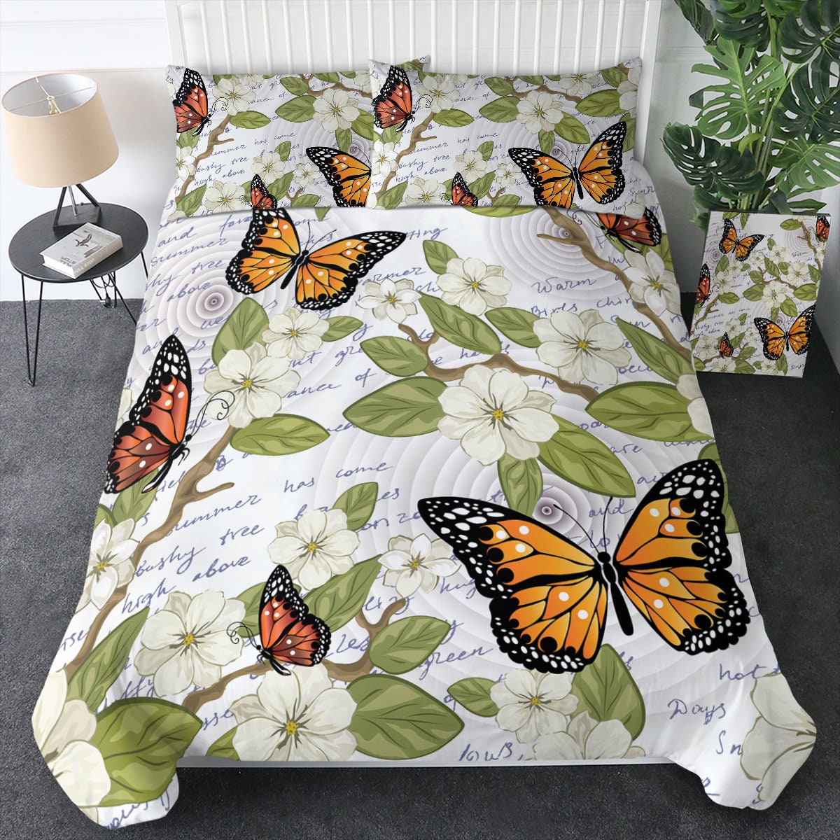Butterfly Duvet Cover 3D Butterflies Vintage Writing Quilt Etsy