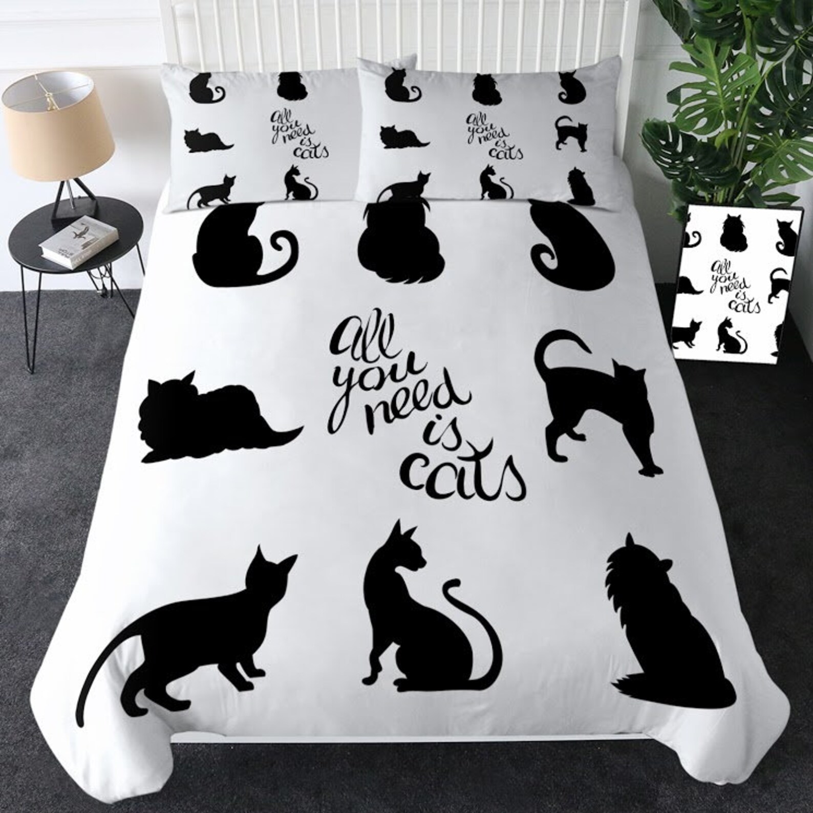 Cat Duvet Cover 3D Kitten Quilt Cover Bedding Set Black and Etsy