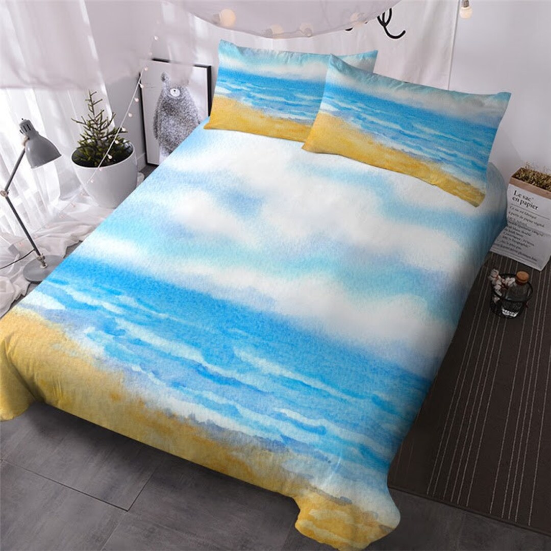 Beach Sand Duvet Cover Bed Set Sea Sand Beach Wave Quilt Cover - Etsy