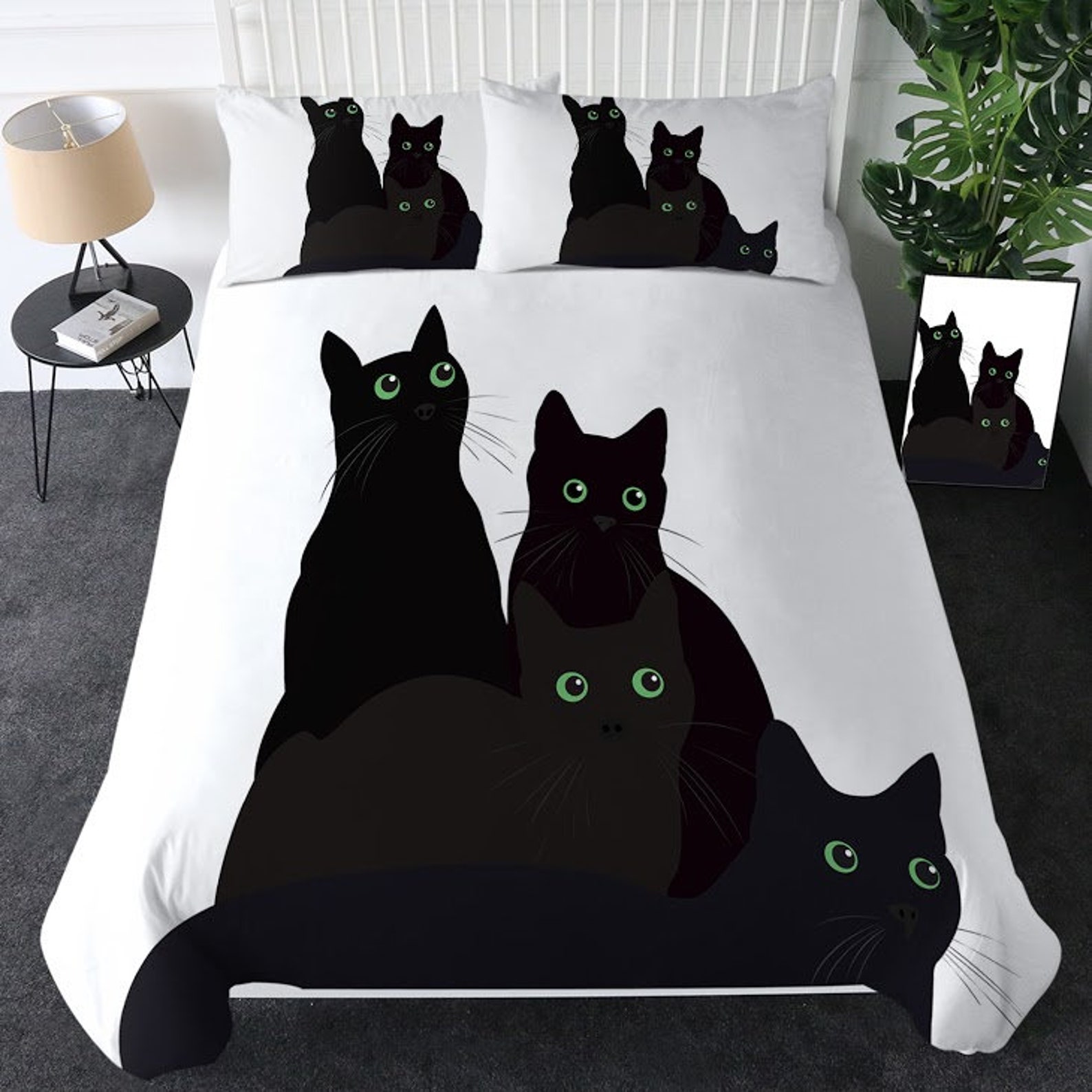 Black Cats Quilt Cover Kittens Cat Duvet Cover Bedding Set Etsy