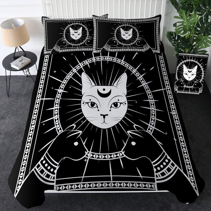 3D Moon Cat Quilt Cover Kitten Cat Face Duvet Cover Bedding Etsy