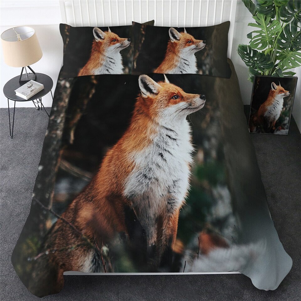 3D Wild Fox Quilt Cover Fox Wild Animal Fox Duvet Cover Etsy