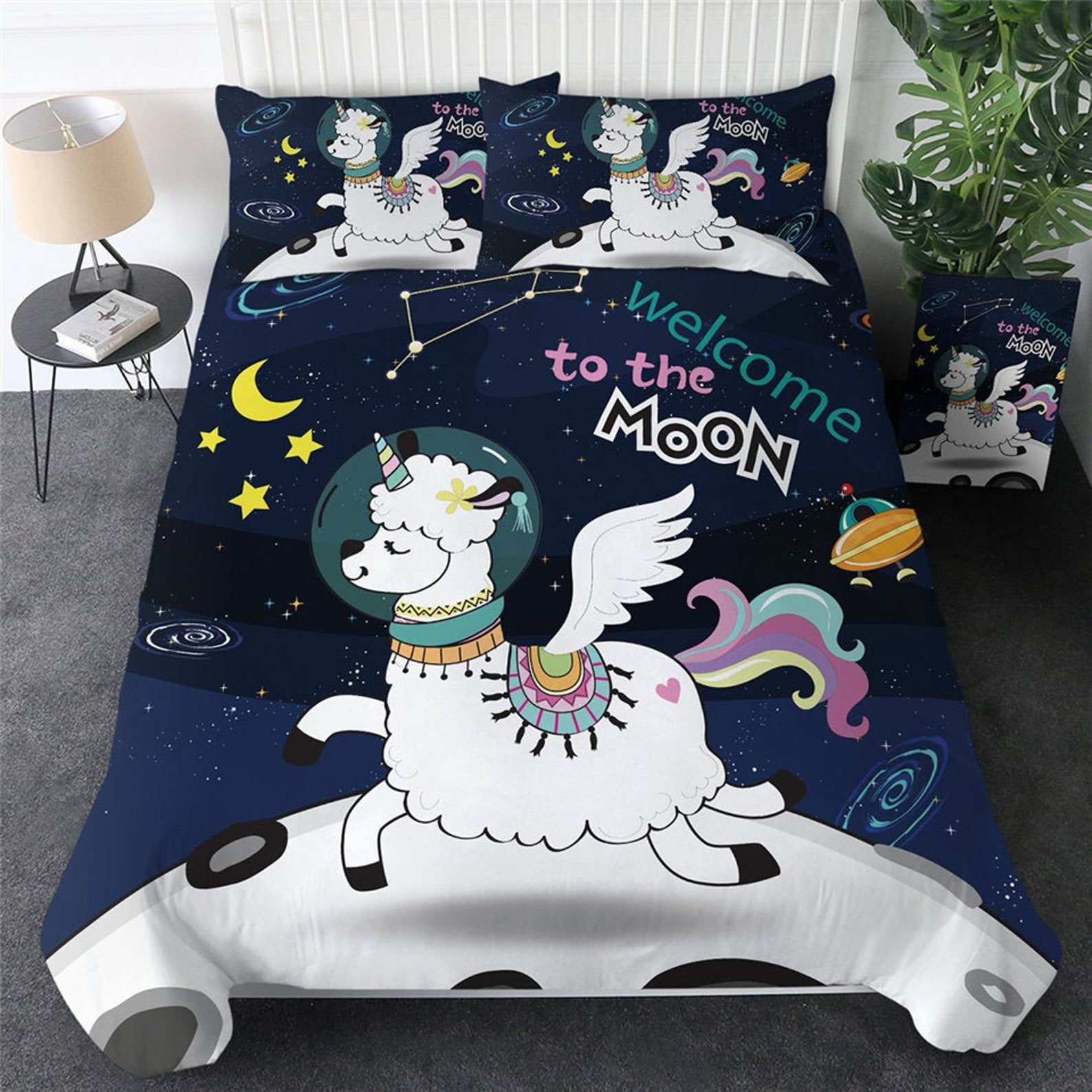Unicorn Llama Quilt Cover Cartoon Sheep Duvet Cover Bedding Etsy