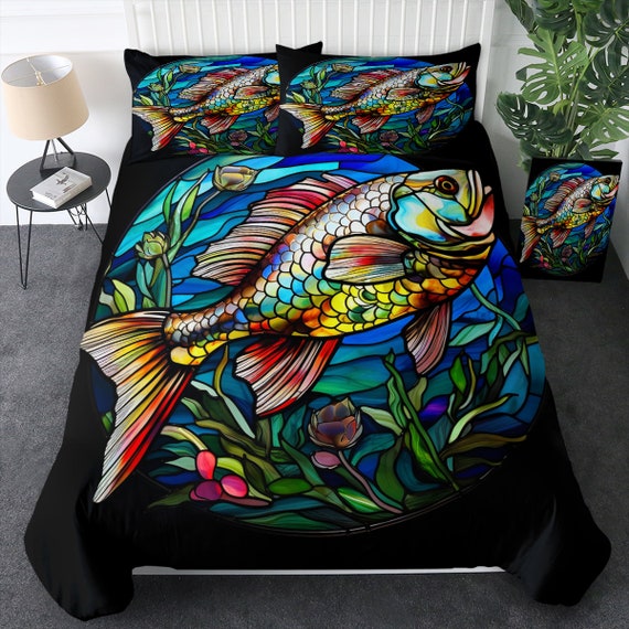 Bass Fish Duvet Cover, 3D Bed Set Sea Creatures Bass, 3D Quilt Cover Bedding  Set, 3D Duvet Cover, Fish Bedset, 3D Fish Bed Cover 