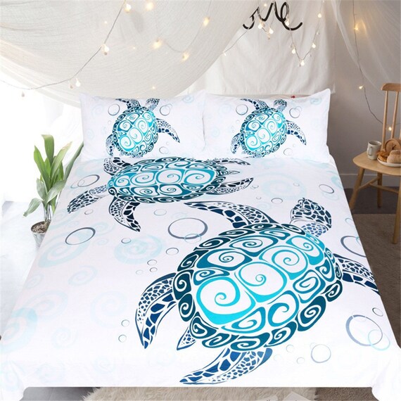 Sea Turtle Duvet Cover Bed Set Tortoise Quilt Cover Bedding Etsy
