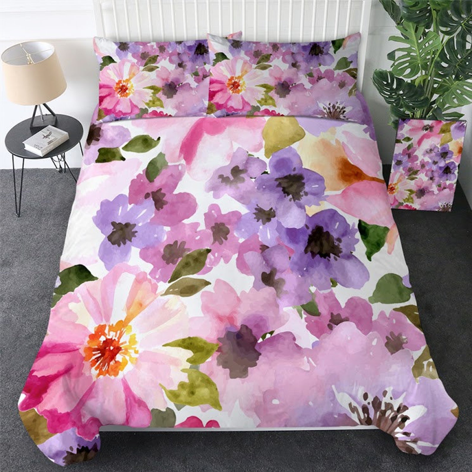 Pink Purple FLOWERS Duvet Cover Bright Floral Pink Lilac Etsy Australia