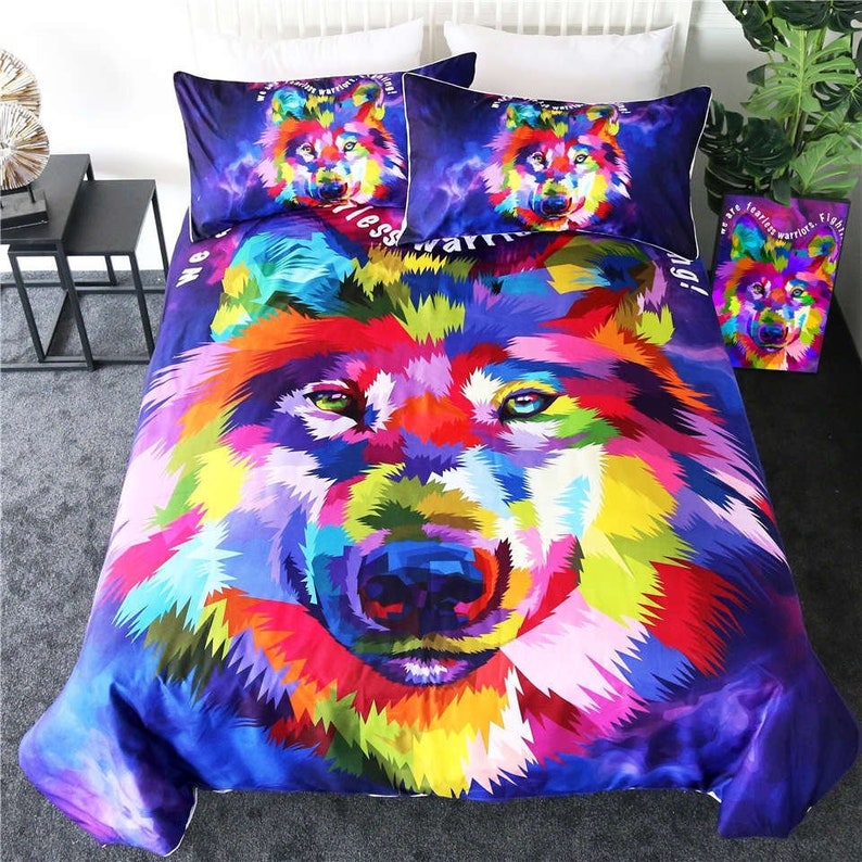 Watercolor Wolf Duvet Cover Wolf 3D Quilt Cover Bedding - Etsy