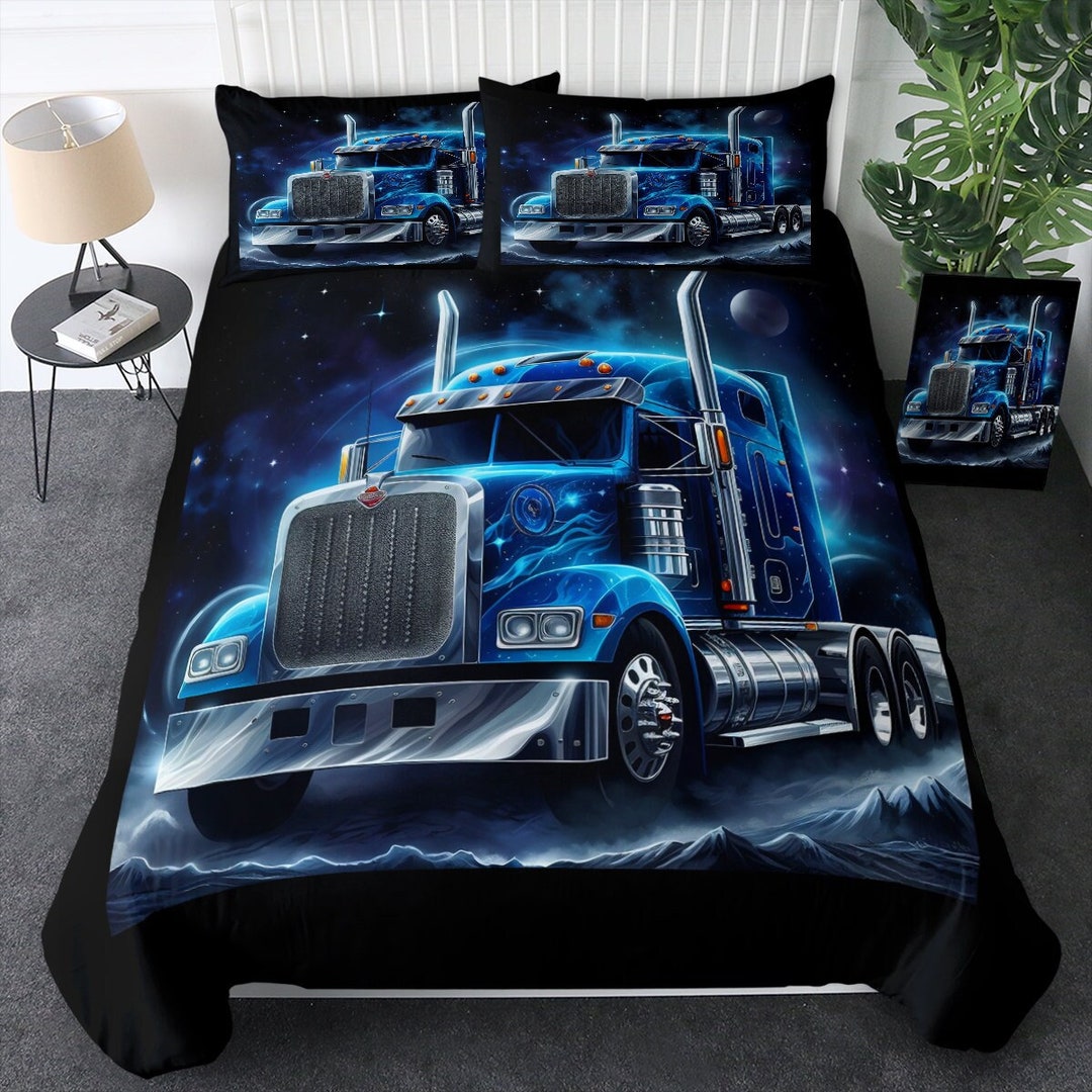 Blue Semi Truck Bedding Set Truck Duvet Cover Truck Quilt Etsy Australia