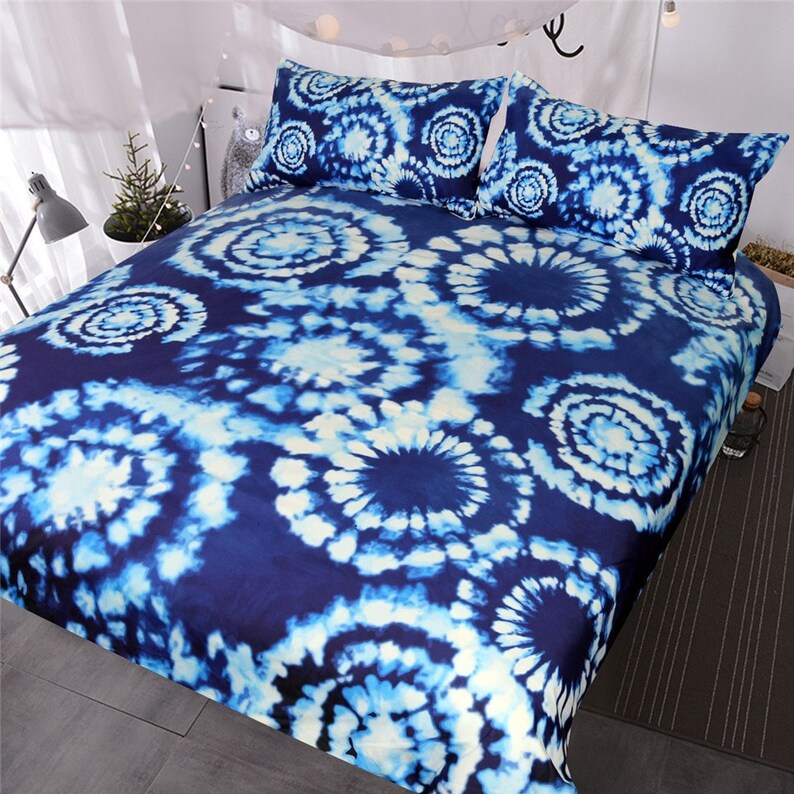 Boho Indigo Duvet Cover Blue White Boho Hippe Tie Dye Etsy