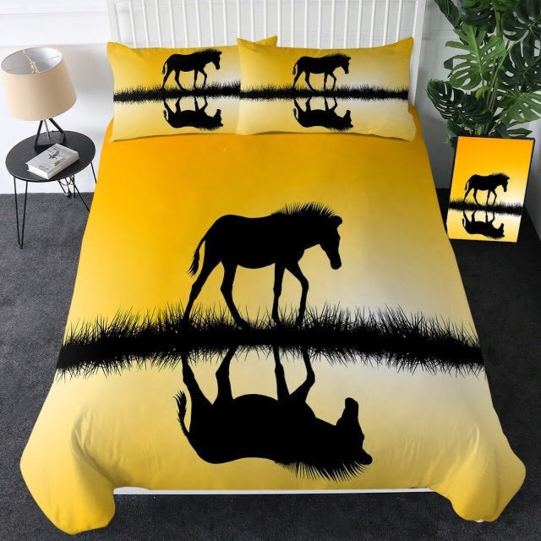 Horse Duvet Cover 3D Reflection Wild Horse Quilt Cover Bedding Etsy