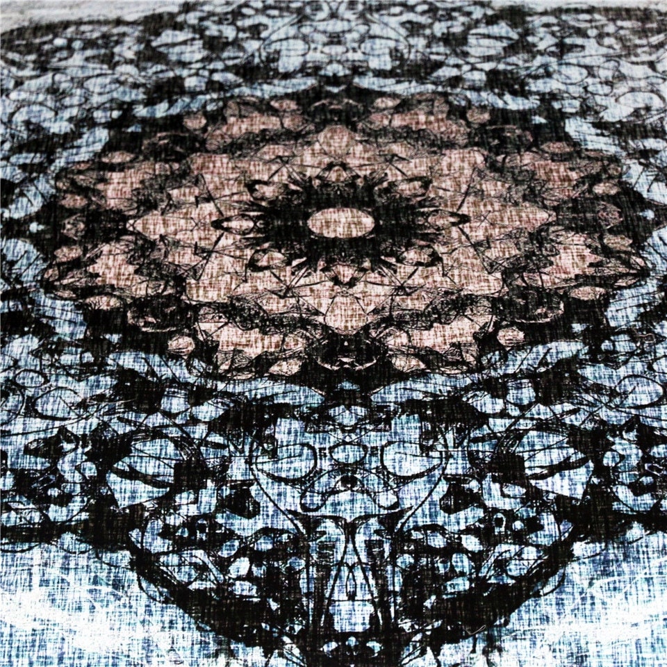 Mandala Flower Duvet Cover Black and Blue Floral Lotus Quilt - Etsy