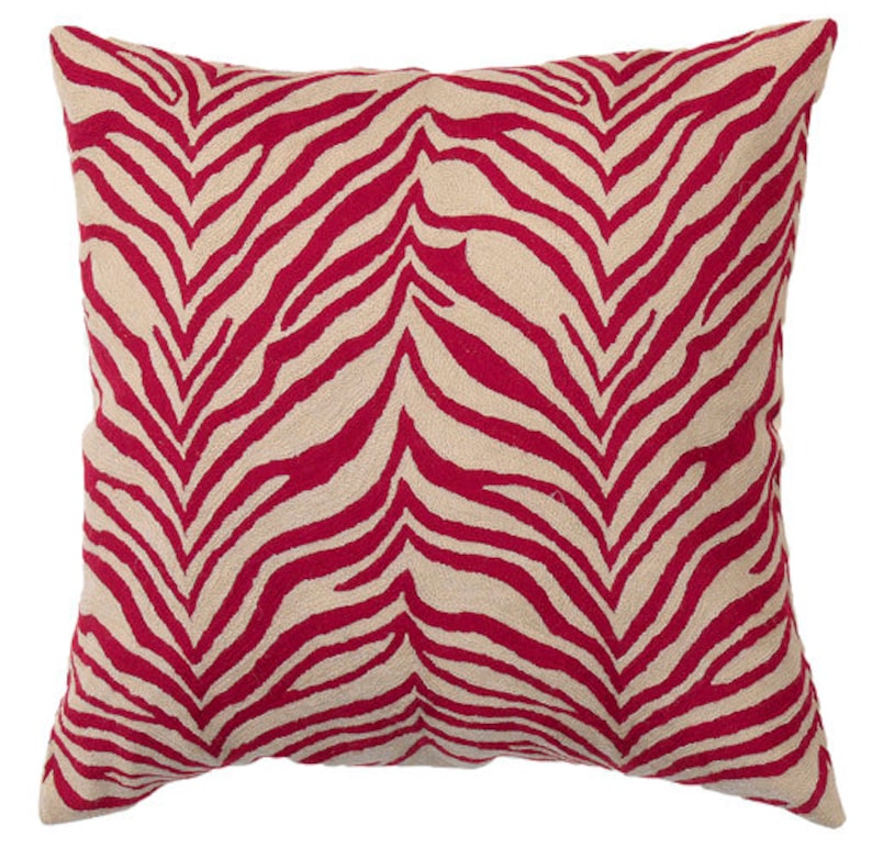 Zaida Red Zebra Cushion Pillow 18\u201d