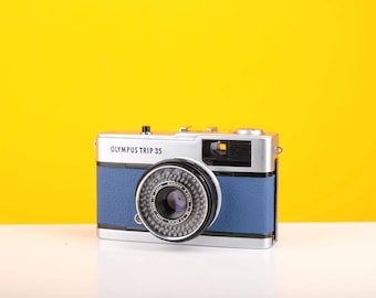 Olympus Trip 35 Vintage Film Camera with Zuiko 40mm f2.8 Lens With New Blue Skin