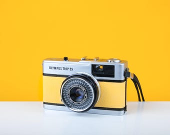 Olympus Trip 35 Vintage Film Camera with Zuiko 40mm f2.8 Lens With New light Yellow