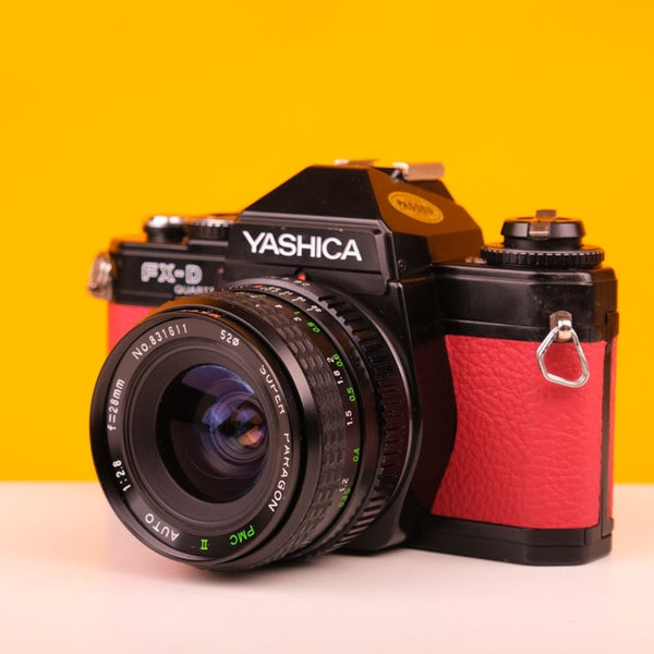 Yashica FX-D 35mm Film Camera with Super Paragon f2.8 28mm Prime Lens in Red