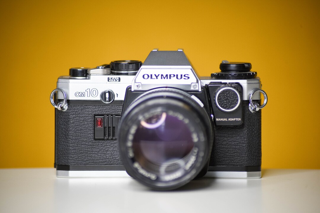Olympus OM10 Slr Vintage Film Camera 35mm With Zuiko Autot 135mm F3.5