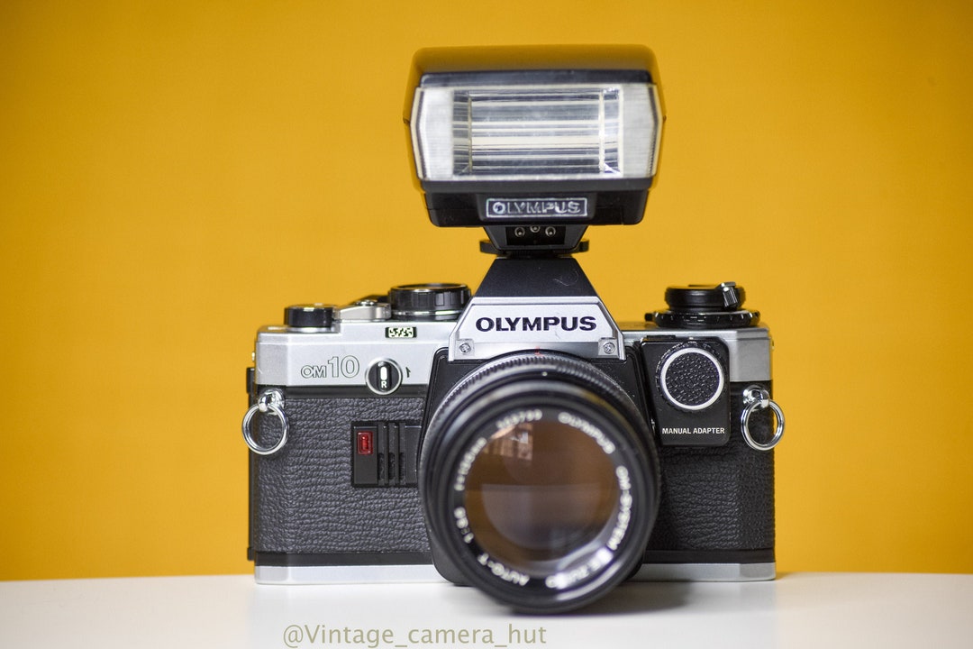 Olympus OM10 SLR Vintage 35mm Film Camera With Zuiko Autot 135mm F3.5