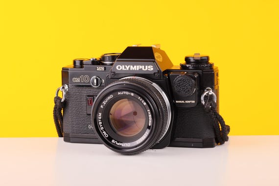 Olympus OM10 QUARTZ Black Body Vintage 35mm Film Camera With Zuiko