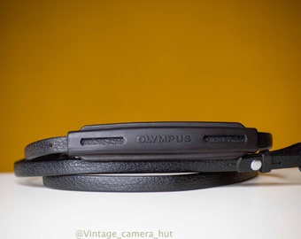 Olympus Camera Strap Black Leather Vintage Strap