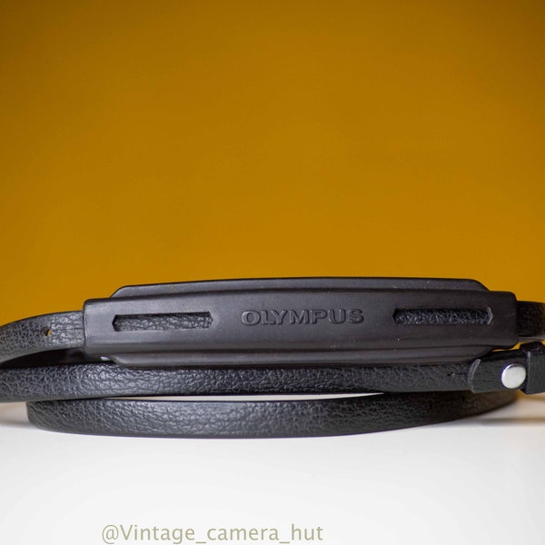 Olympus Camera Strap Black Leather Vintage Strap