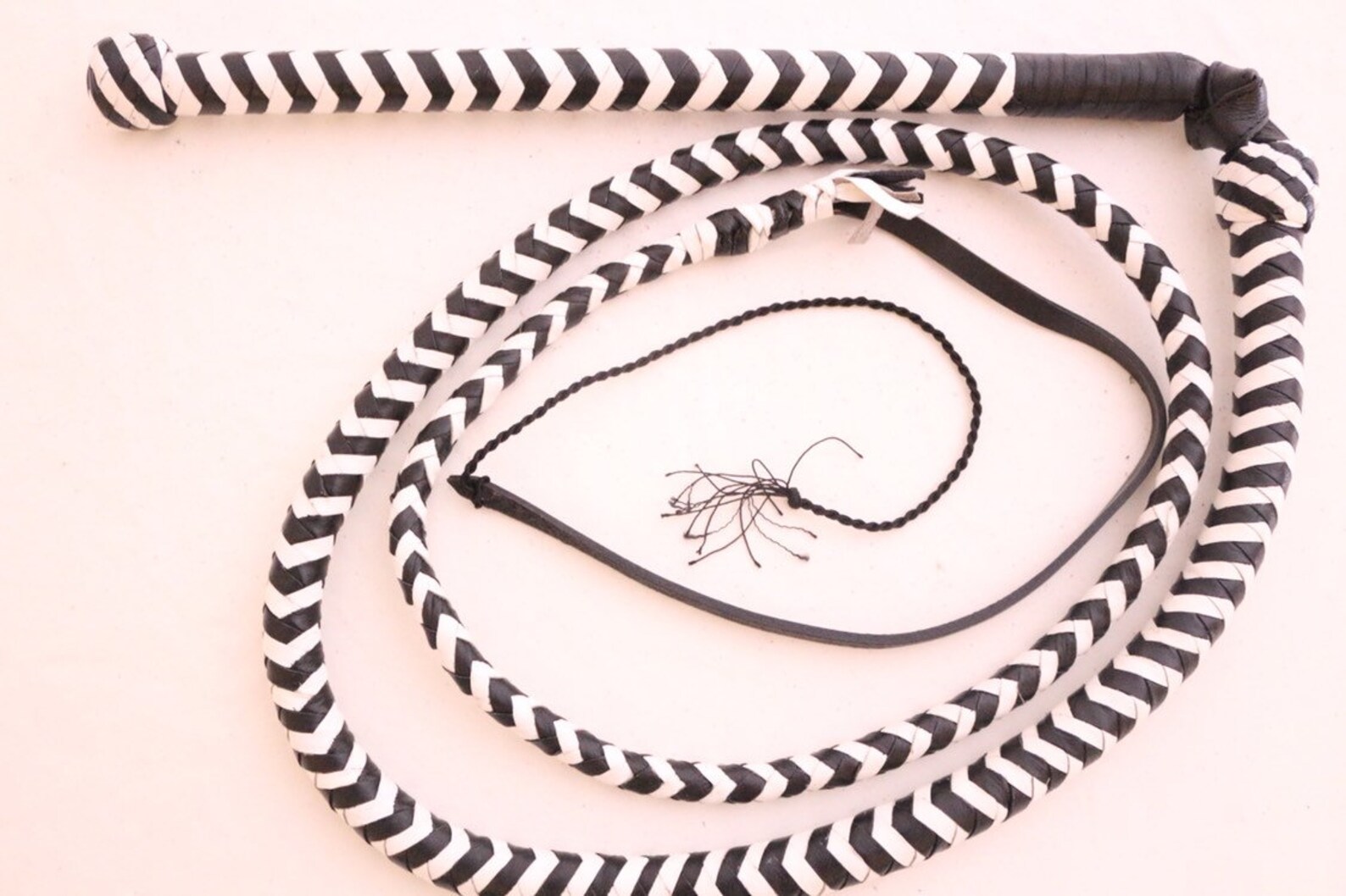 Látigo De Cuero De Canguro Látigo 16 Hilos Cuero Trenzado Vientre De Látigo Robusto Y Acolchado De Cuero En El Interior.Látigo Fuerte Y Crujiente Látigo (16 Pies (4,8 Metros