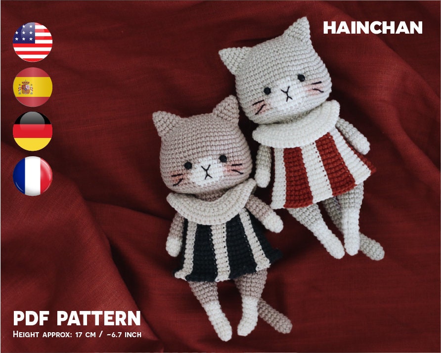 Cat Crochet Kit Cat Amigurumi Kit Cat Couple DIY Kit Kitty Stuffed