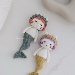 Little Meowmaid Crochet Pattern by Hainchan Charming Mermaid Cat Amigurumi, Easy-to-Follow PDF Guide, Instant Digital Download image 5