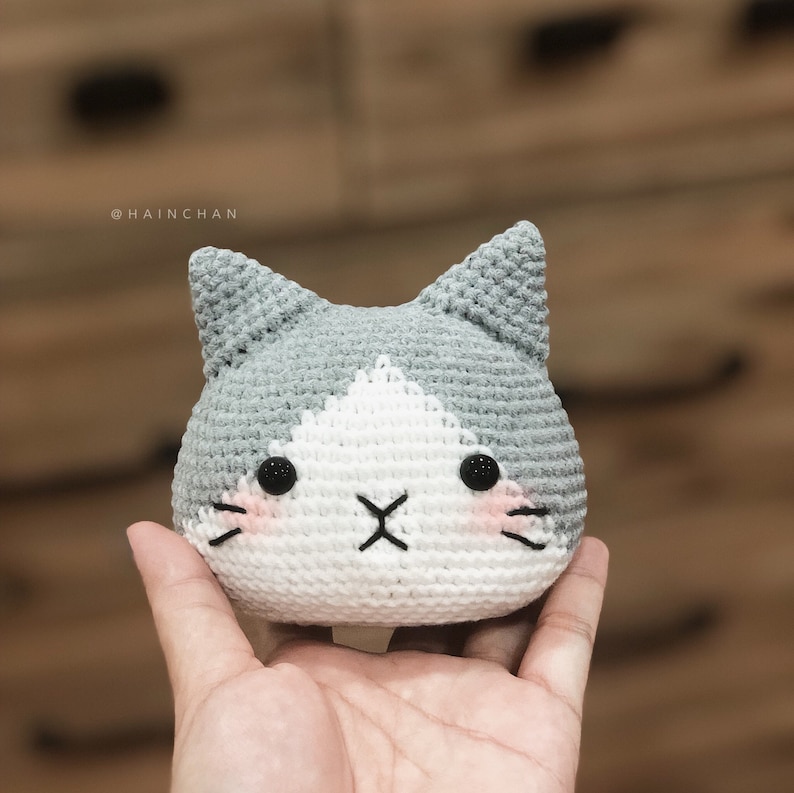 4 Cat Head Crochet Pattern Digital Instant DIY Amigurumi PDF, Adorable Designs image 5