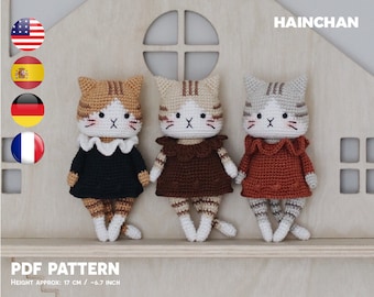 Sassy the Tabby Cat Crochet Pattern by Hainchan - Full Body & Keychain, Digital PDF