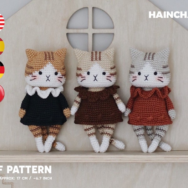 Sassy the Tabby Cat Crochet Pattern by Hainchan - Full Body & Keychain, Digital PDF
