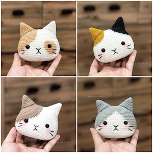 4 Cat Head Crochet Pattern Digital Instant DIY Amigurumi PDF, Adorable Designs image 2