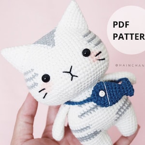 Motif numérique au crochet chat tigré argenté - téléchargement immédiat motif Amigurumi bricolage au format PDF | Idées mignonnes de motifs au crochet