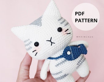 Digitale Silber getigerte Katze Häkelanleitung - Sofortiger Download DIY Amigurumi Muster als PDF-Datei | Niedliche Häkelanleitungen