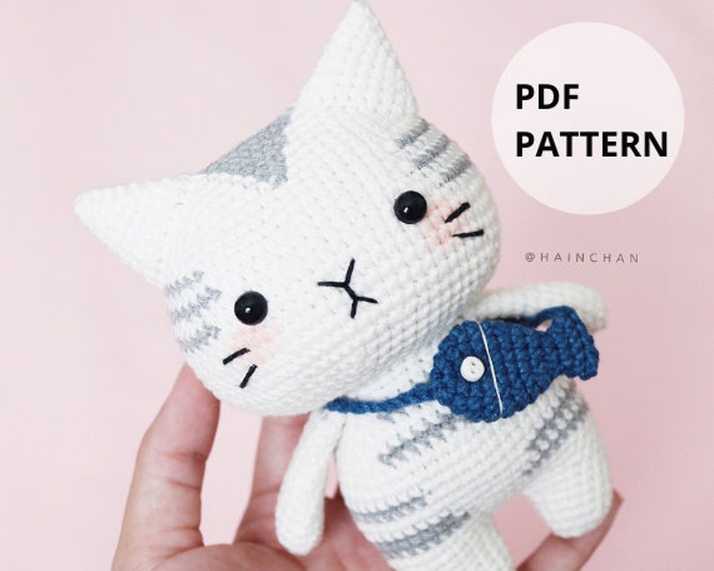 Digital Silver Tabby Cat Crochet Pattern Instant Download DIY Amigurumi Pattern in PDF File Cute Crochet Pattern Ideas image 1