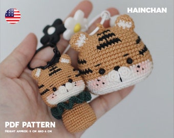 Hainchan's Crochet Tiger Head Pattern - DIY Keychain & Bag Charm, Easy Craft
