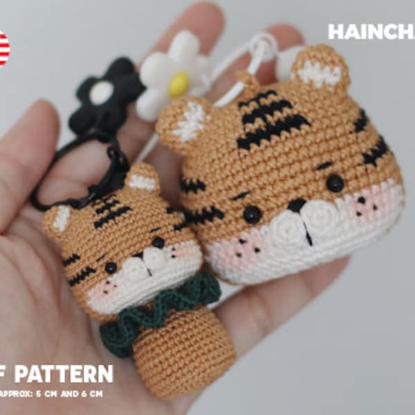 Hainchan's Crochet Tiger Head Pattern - DIY Keychain & Bag Charm, Easy Craft