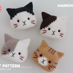 New Version: Four Cat Heads Crochet Pattern Digital - Instant DIY Amigurumi PDF