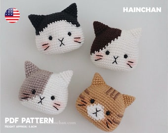 New Version: Four Cat Heads Crochet Pattern Digital - Instant DIY Amigurumi PDF