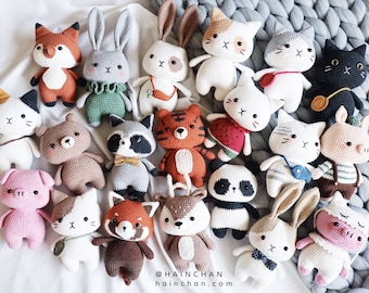 18-in-1 Amigurumi Animal Crochet Patterns by Hainchan - Create Cute, Cuddly Animals