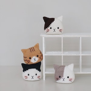 New Version: Four Cat Heads Crochet Pattern Digital Instant DIY Amigurumi PDF image 3