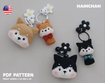 Shiba Dog Head Crochet Pattern PDF - Make Cute Keychains & Bag Charms