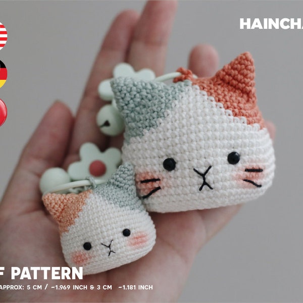 Porte-clés chat, motif numérique au crochet - DIY mignon Amigurumi PDF, breloque pour sac