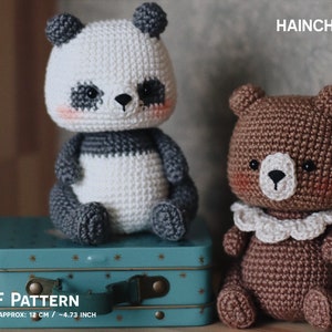 Panda and Bear Crochet Pattern for Full Body & Keychain - Instant PDF, Amigurumi Charm